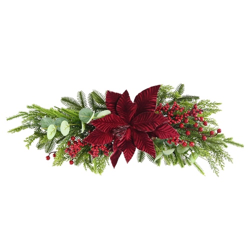 Poinsettia Table Deco Burgundy