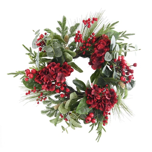 Wreath Hydrangea Red 50cm