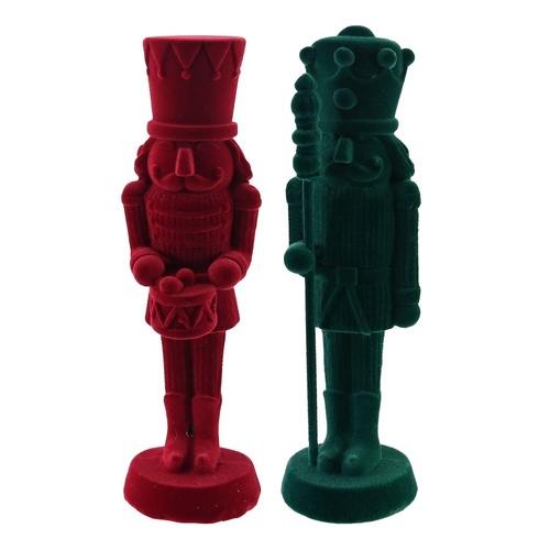 Flocked Nutcracker 17cm 