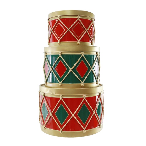 Metal Drum 3pc Set Traditional with Lid