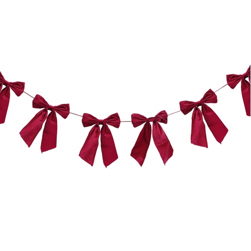 Velveteen Bow Garland Burgundy 1.5m