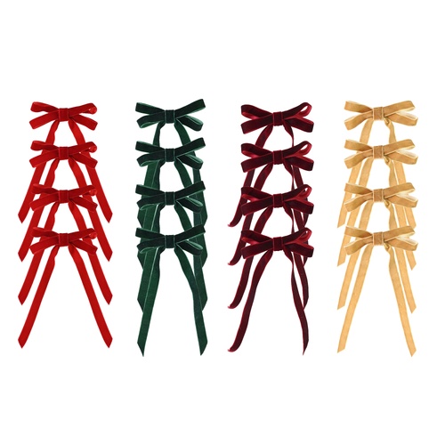 Velvet Ribbon Bow with Clip 4pk