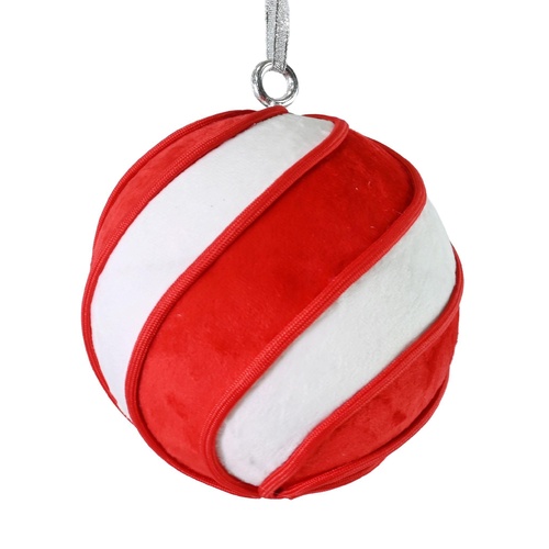 Bauble Flocked Candycane Swirl 15cm