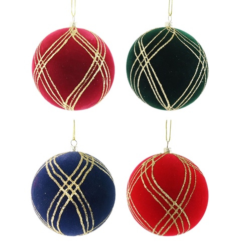 Flocked  Swirl Bauble 10cm 