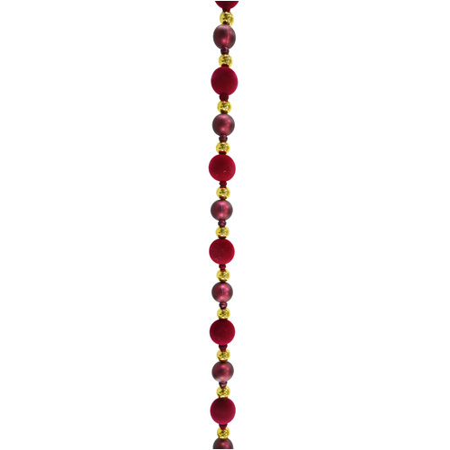 Flocked Bauble Garland 2.1m Burgundy