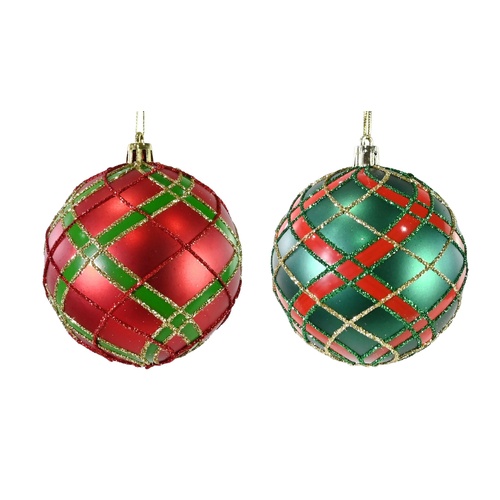 Bauble Tartan 80mm 
