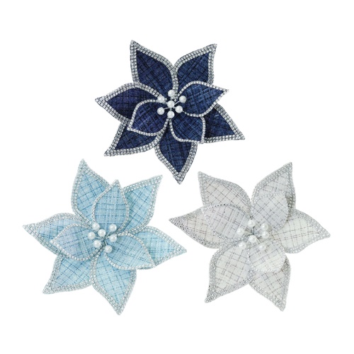 Silver Pearl Flower with Clip 
