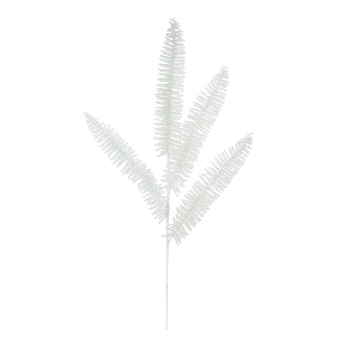 Glitter Fern Stem 92cm White