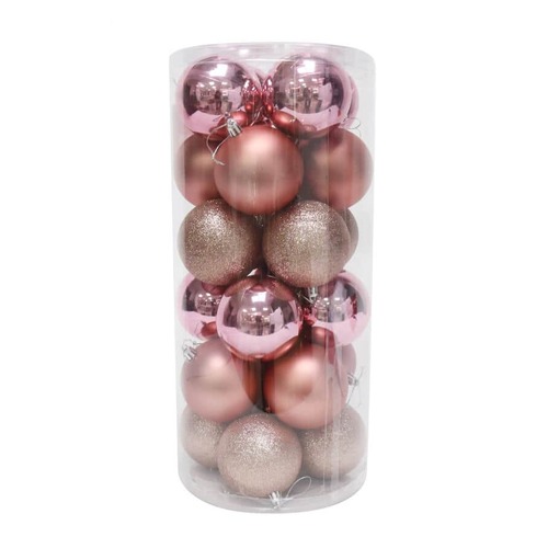 BAUBLES 80MM 24PC BARREL ROSE PINK