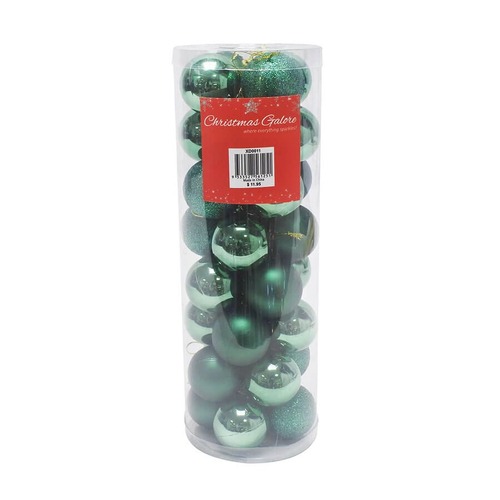 BAUBLES 40MM 32PC  FOREST GREEN