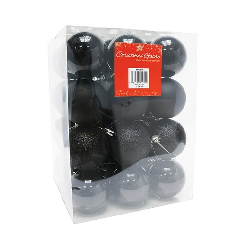 BAUBLES 60MM 36PC BOX BLACK....