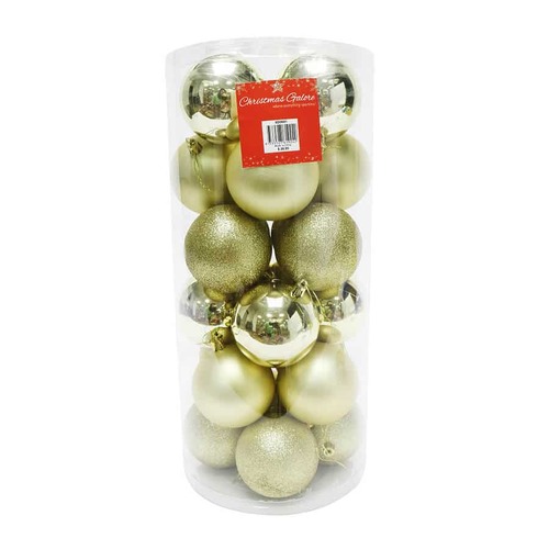 BAUBLES 80MM 24PC BOX GOLD
