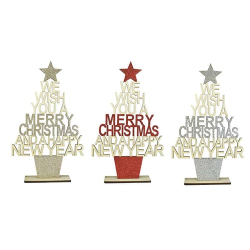 Glitter Greeting Tree Deco 36cm