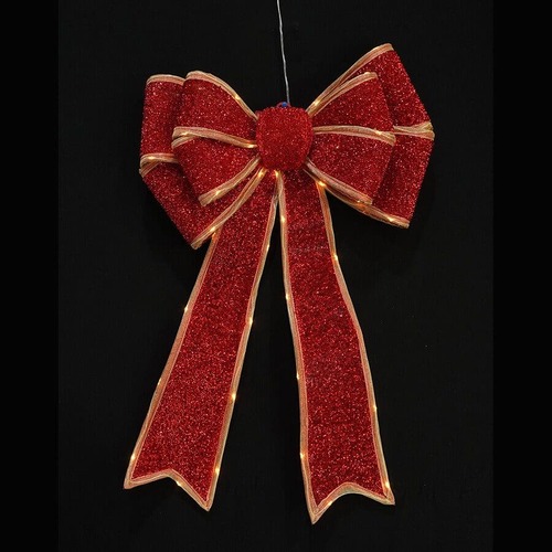 Light Up Giant Tinsel Bow Red
