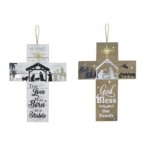 Hanging Cross Sign 33cm Asst..