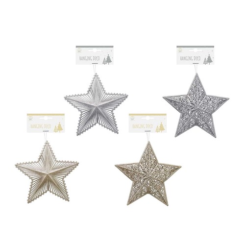 Glitter Hanging Star 30cm Asst..