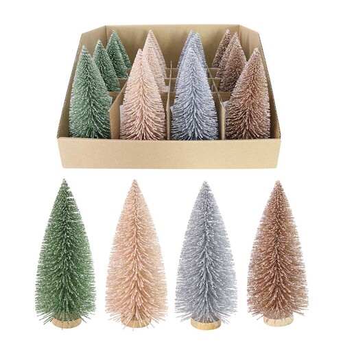 Glitter Spiky Tree Naturals 14cm Asst..