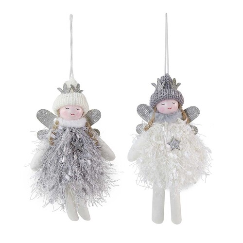 Hanging Feathery Doll Grey 20cm Asst..