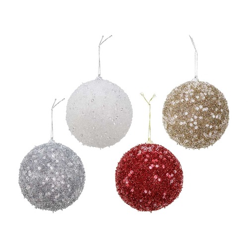Icy Tinsel Bauble 100mm Asst..