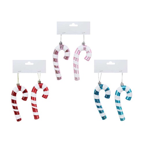 Hanging Candy Cane 13cm 2pk Asst..