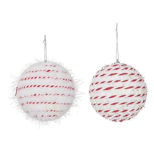 White Candycane Rope Bauble 10cm