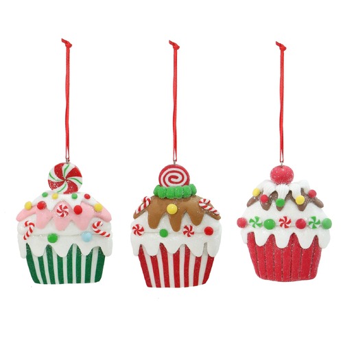 Hanging Cupcake Deco 9cm Asst