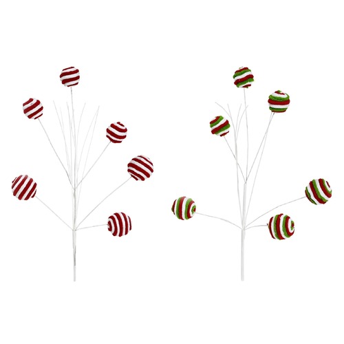 Plush Candycane Ball Spray 60cm Asst