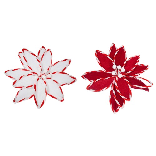 Poinsettia Candy Stripe Clip 30cm Asst
