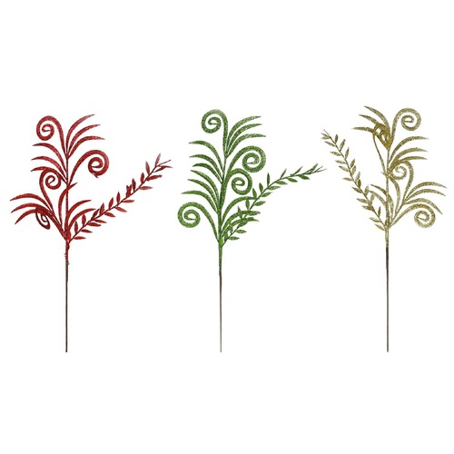 Curly Glitter Fern Pick 50cm Asst