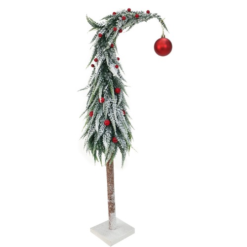 Tall Curve Snowy Pine w/Bauble 60cm