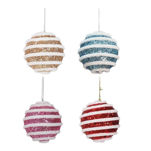 Snow Stripe Candy Ball 10cm Asst