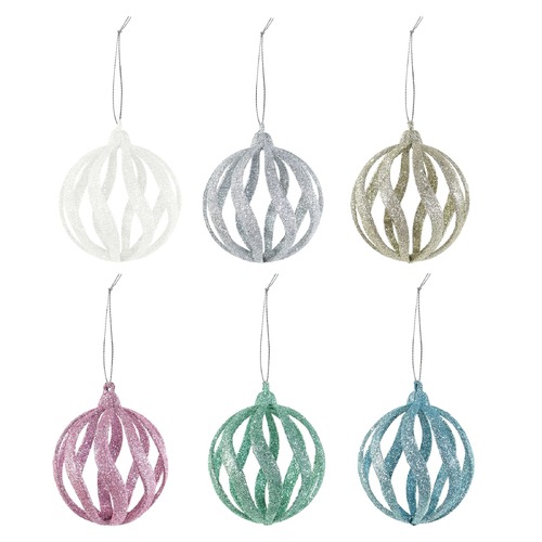 Glitter Swirl Bauble 8cm Asst