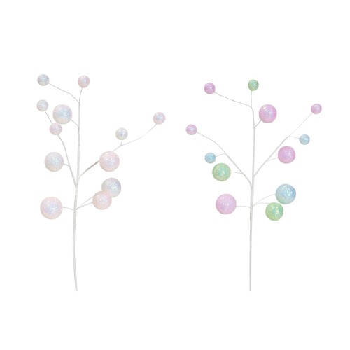 Iridescent Pastel Bauble Pick 56cm Asst