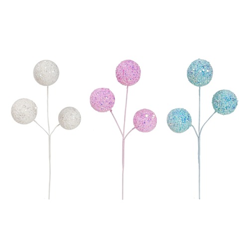 Icy Pastel Bauble Spray 38cm Asst