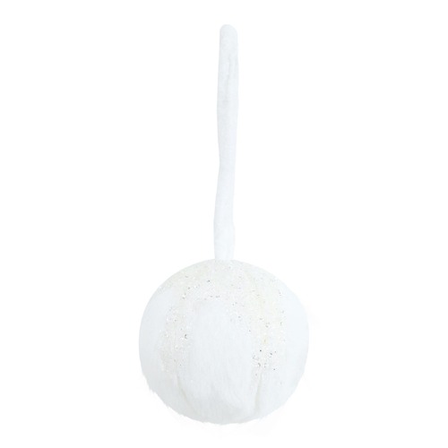 White Furry Bauble 10cm