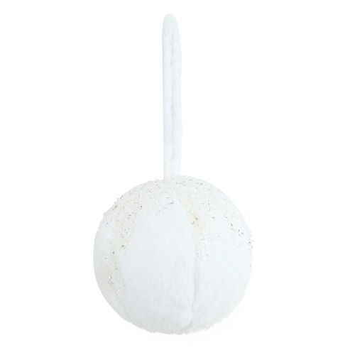White Furry Bauble 12cm
