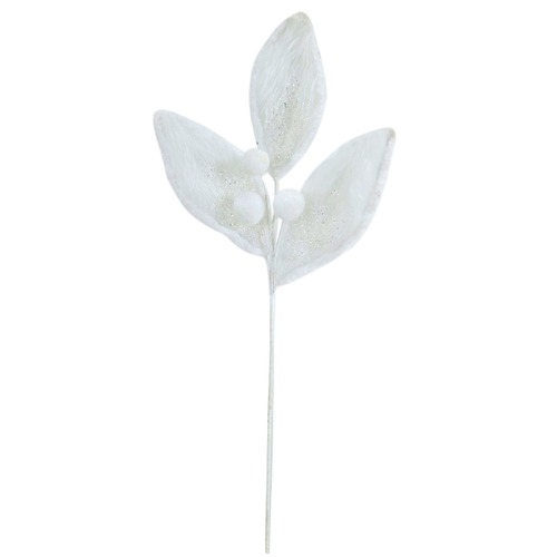 White Furry Leaf Spray 55cm