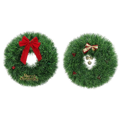 Tinsel Chunky Wreath Bow 45cm Asst