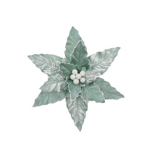 Poinsettia Clip On Mint White Frost