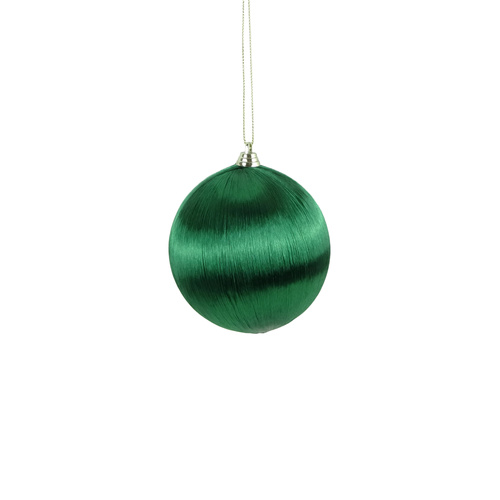 100mm Satin Wrap Bauble Green