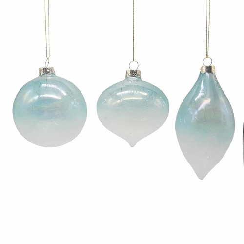 Glass Bauble Mint Green 3 Assort