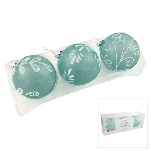 Glass Bauble Mint Green Set 3