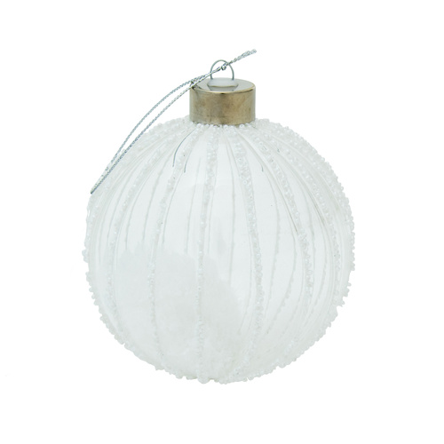 10cm Clear White Bauble