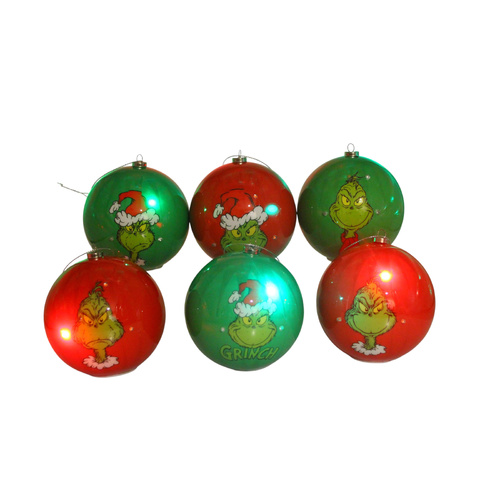 Grinch Light up  Baubles Red/Green