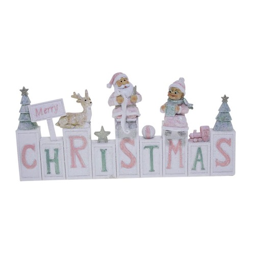 Santa CHRISTMAS Word White/Pink