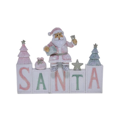 SANTA Word White/Pink