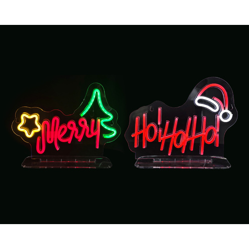 Neon Merry Christmas or HO HO HO Sign