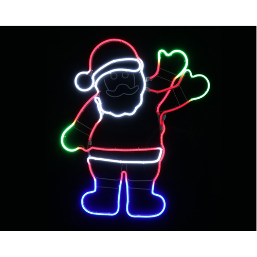 Neon Waving Santa