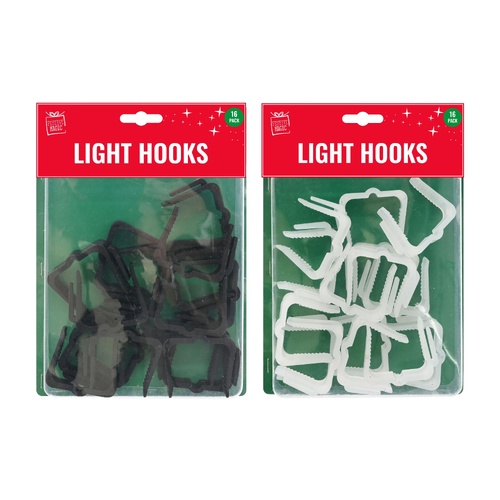 Balcony/Fence Light Hooks 16pk Black/White Asst