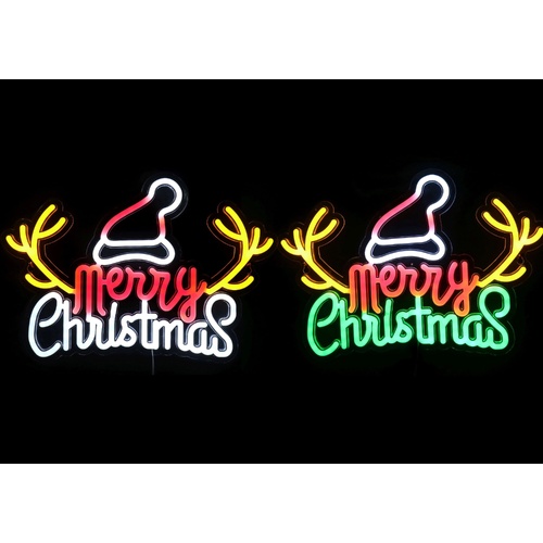 Merry Christmas Sign with Antlers 